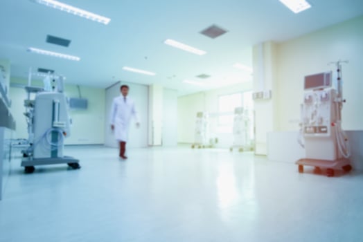 The concept of HIPAA. A doctor in a hospital. 