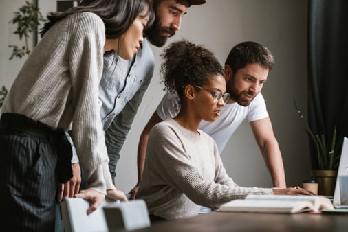 Group of business people working together at office