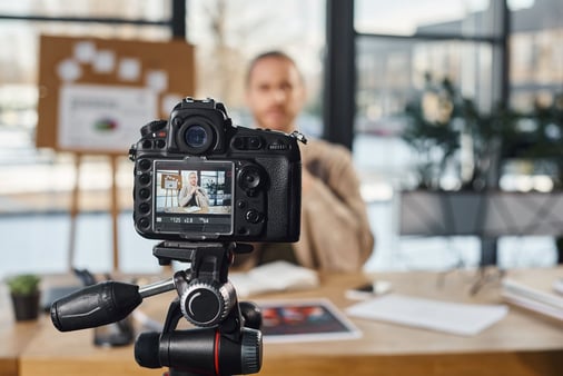 Businessperson creating content