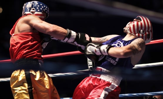 Two boxers fighting