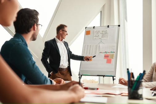 A sales team discussing strategy