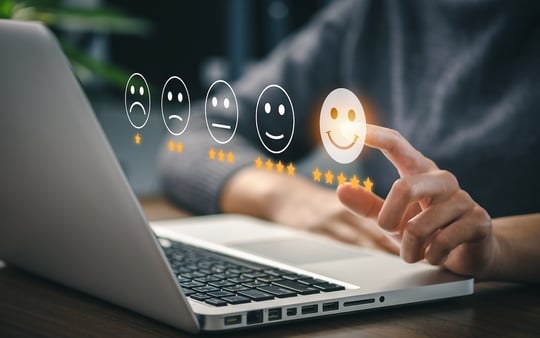 Customer service rating with faces for selection