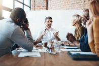 A business team communicating with each other
