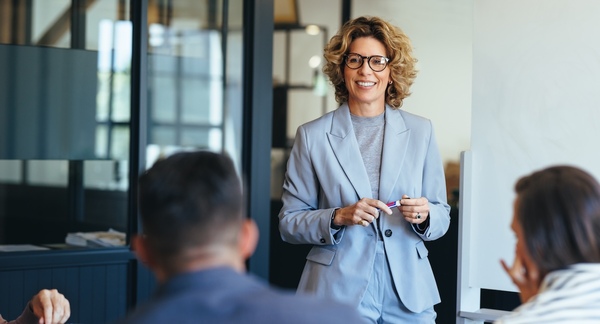 Woman leading a team in the office