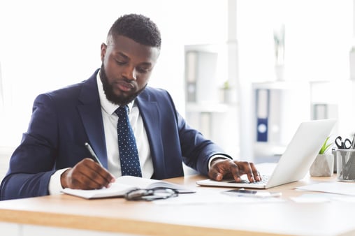 A businessperson studying to improve. 