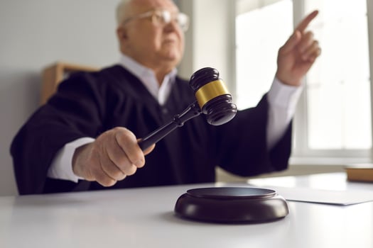 Judge ready to bang his gavel and make a ruling on a case
