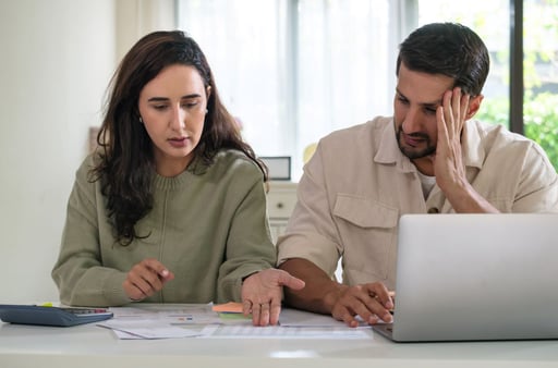 A couple who are worried about their bills