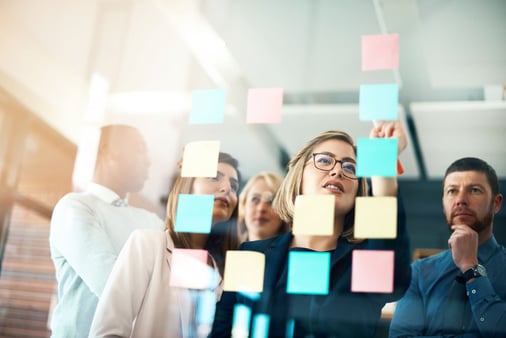 A team developing a process on how to approach a project. 