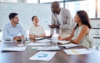 A sales team working together