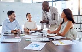 A sales team working together