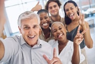 Group of employees having fun in the office