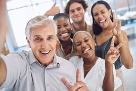 Group of employees having fun in the office