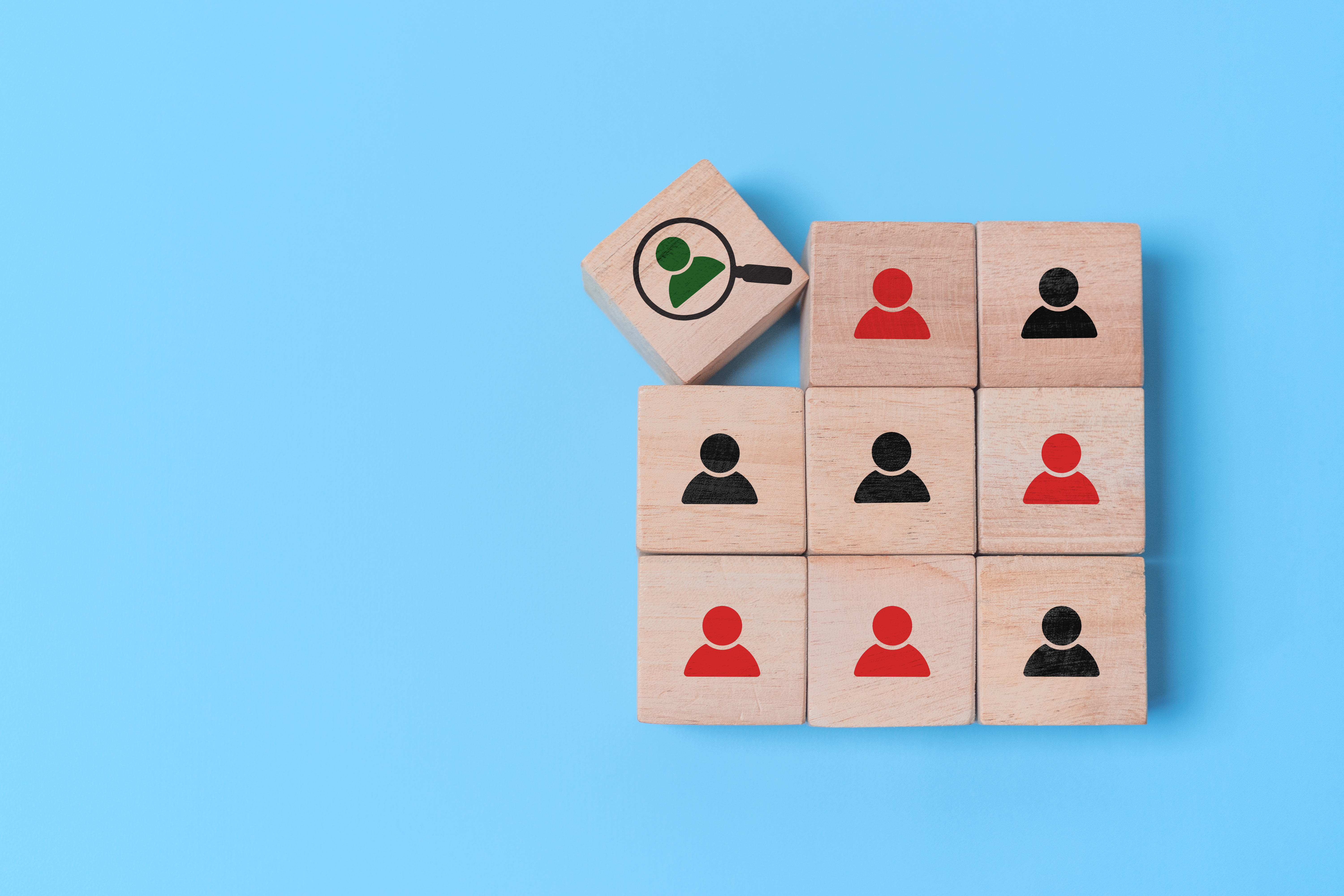 The concept of choosing an ideal client. One cube is different from the rest. 