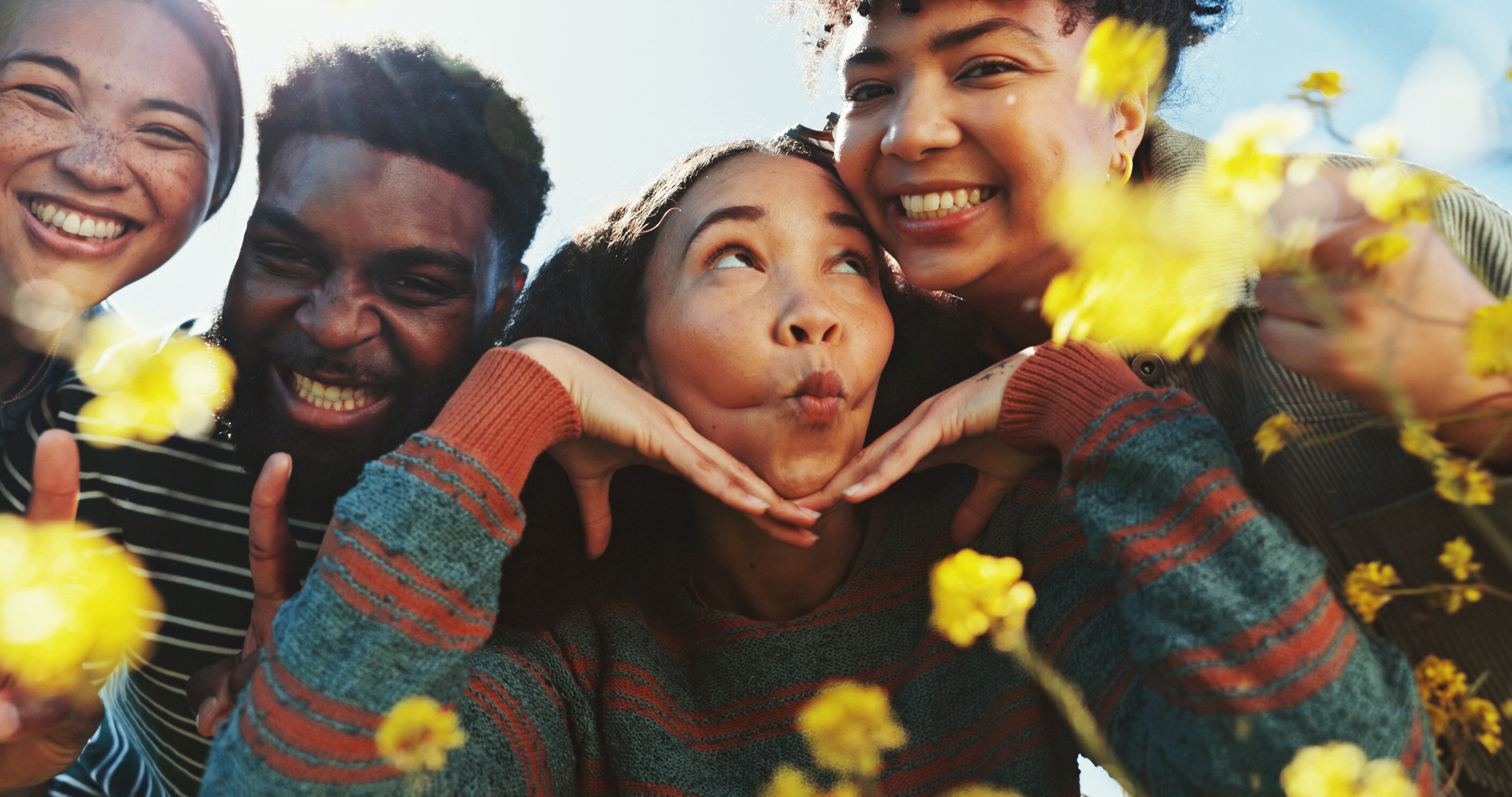 The concept of community. A group of people leaning on and supporting one another. 